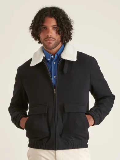 Blouson avec Col en Fourrure Laine - VICOMTE A.