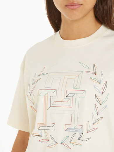 T-shirt col rond manches courtes motif devant-tommy hifilger