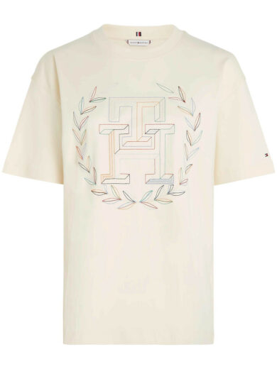 T-shirt col rond manches courtes motif devant-tommy hifilger