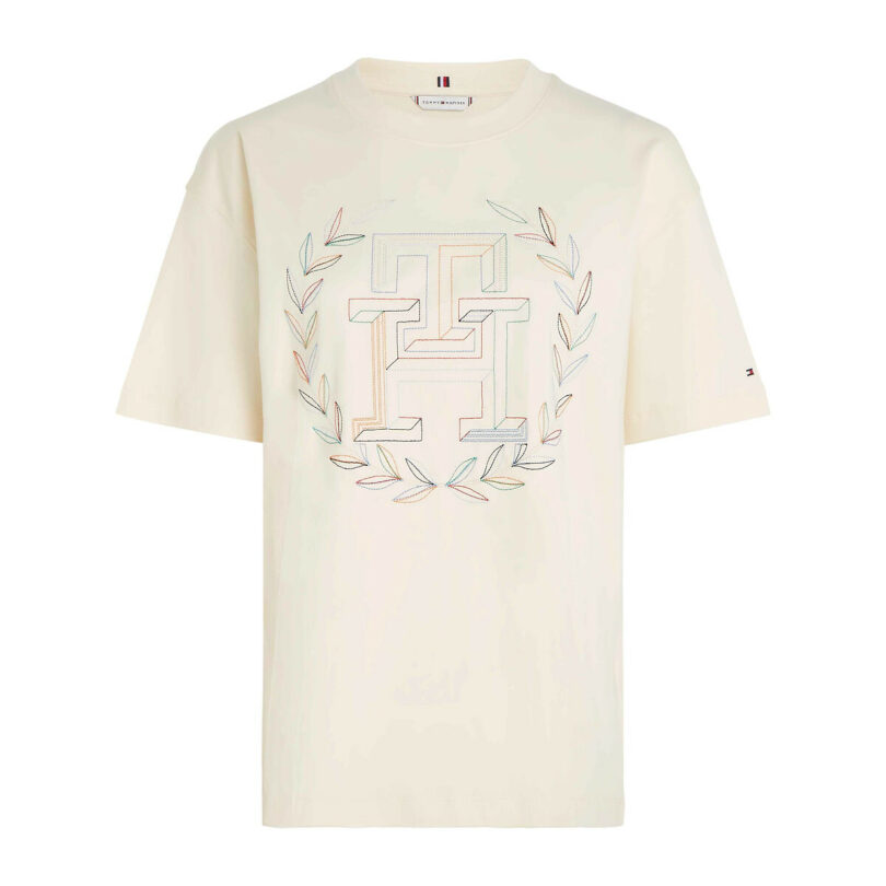 T-shirt col rond manches courtes motif devant-tommy hifilger