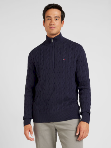 Pull zippé en maille torsadée - TOMMY HILFIGER