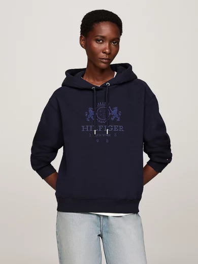 Sweat à capuche à logo brodé - TOMMY HILFIGER