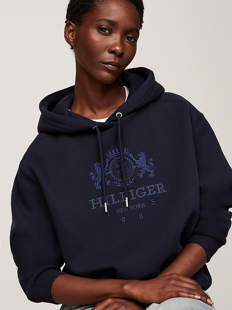 Sweat à capuche à logo brodé - TOMMY HILFIGER