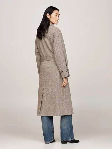 Trench-coat oversize en pure laine à chevrons - TOMMY HILFIGER