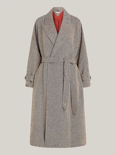 Trench-coat oversize en pure laine à chevrons - TOMMY HILFIGER